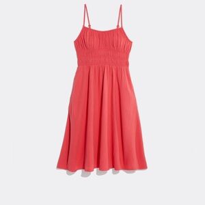 VINEYARD VINES WOMENS SEASTITCH GAUZY Cotton‎ SMOCKED MIDI COVERUP DRESS Coral M